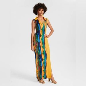Vibrant Collared Maxi Dress